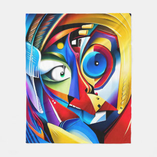 Whimsical Colorful Abstract ArtisticFleece Blanket