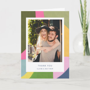 Whimsical Colorful Abstract Photo Couple  Thank You Card