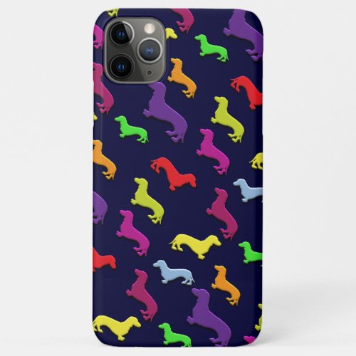 Whimsical Colorful and Fun Dachshund dogs Pattern iPhone 11 Pro Max Case