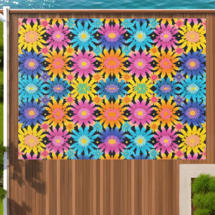 Whimsical Colorful Bohemian Floral Outdoor Rug