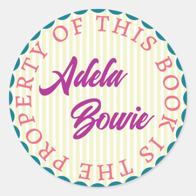 Whimsical, Colorful, Bold Bookplate Sticker (Front)