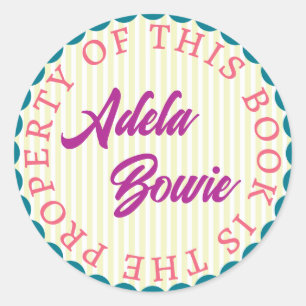 Whimsical, Colorful, Bold Bookplate Sticker