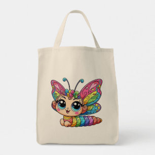🦋Whimsical Colorful Butterfly Larva Kids Tote Bag