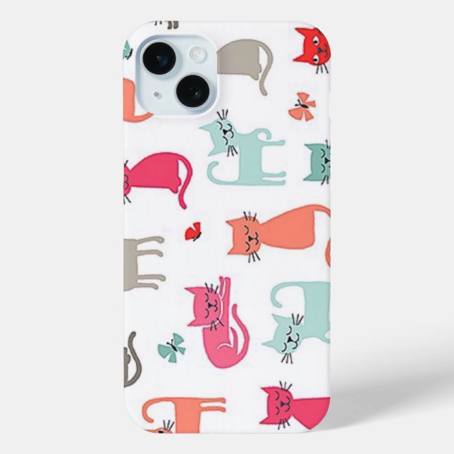 Whimsical Colorful Cat iPhone Case (Back)