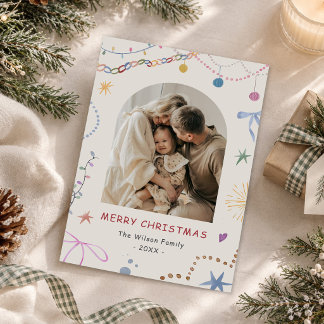 Whimsical Colorful Christmas Photo Holiday Card