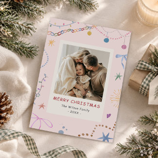 Whimsical Colorful Christmas Photo Holiday Card