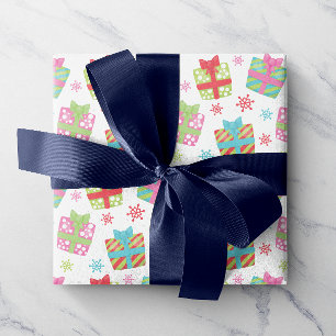 Whimsical Colorful Christmas Presents Gifts Wrapping Paper