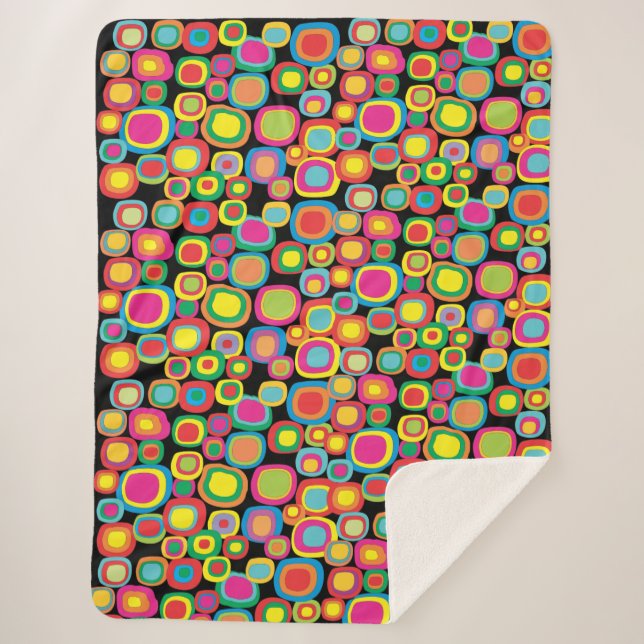 Whimsical Colorful Circles Sherpa Blanket (Front)