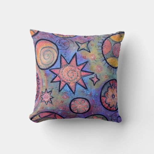Whimsical Colorful Cosmic Pillow