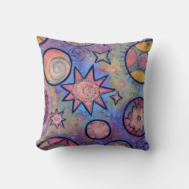Whimsical Colorful Cosmic Pillow (Front)