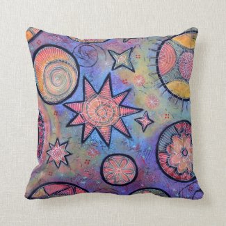Whimsical Colorful Cosmic Pillow
