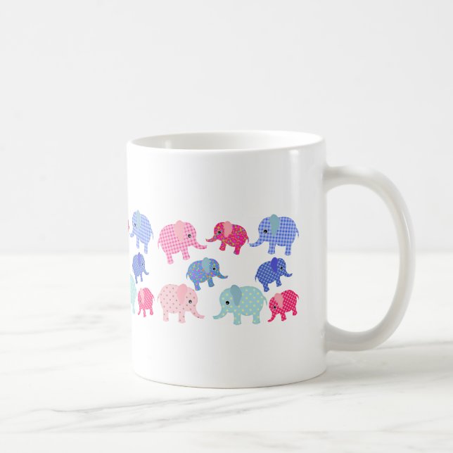 Whimsical Colorful Elephants Coffee Mug (Right)