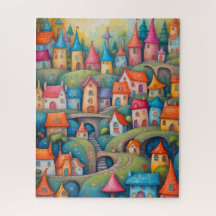 Whimsical Colorful Fairy Tale Village
