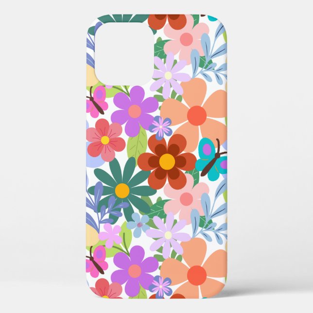 Whimsical Colorful Floral Pattern Case-Mate iPhone Case (Back)