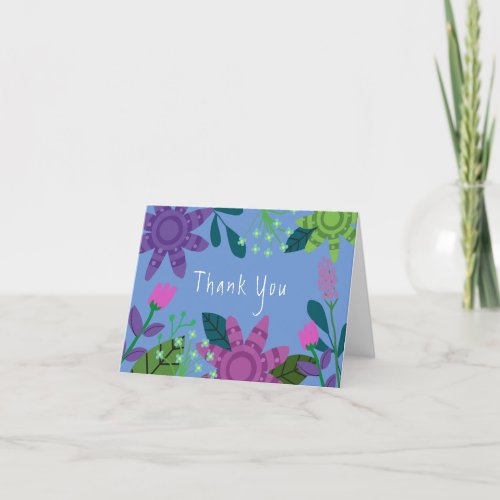 Whimsical Colorful Floral  Thank You Card