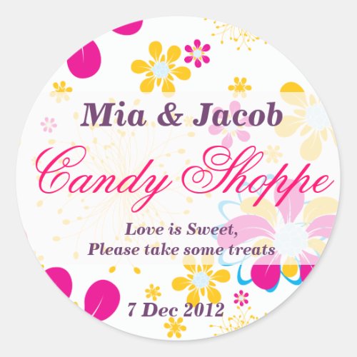 Whimsical Colorful flower Candy Shoppe Sticker