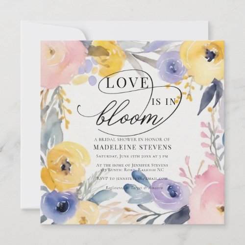 Whimsical Colorful Flower Love Bloom Bridal Shower Invitation