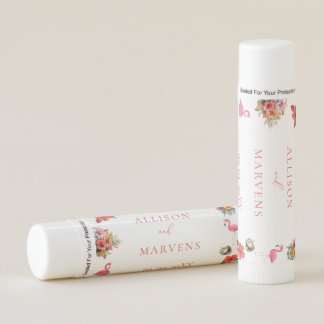 Whimsical Colorful Fun Tropical Flamingle Wedding Lip Balm