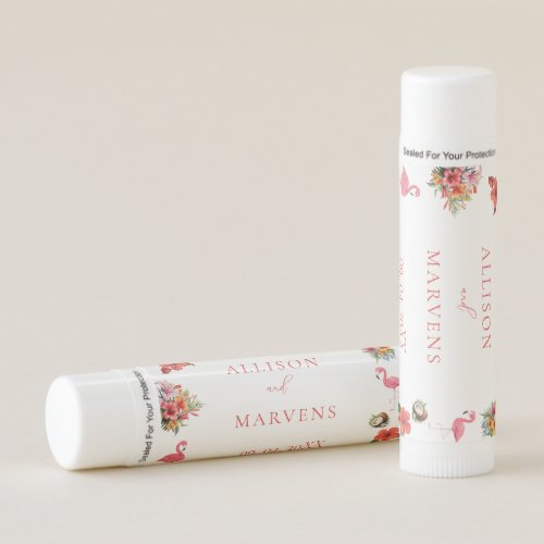 Whimsical Colorful Fun Tropical Flamingle Wedding Lip Balm