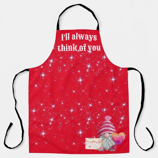 Whimsical Colorful Gnome in Love Apron (Front)