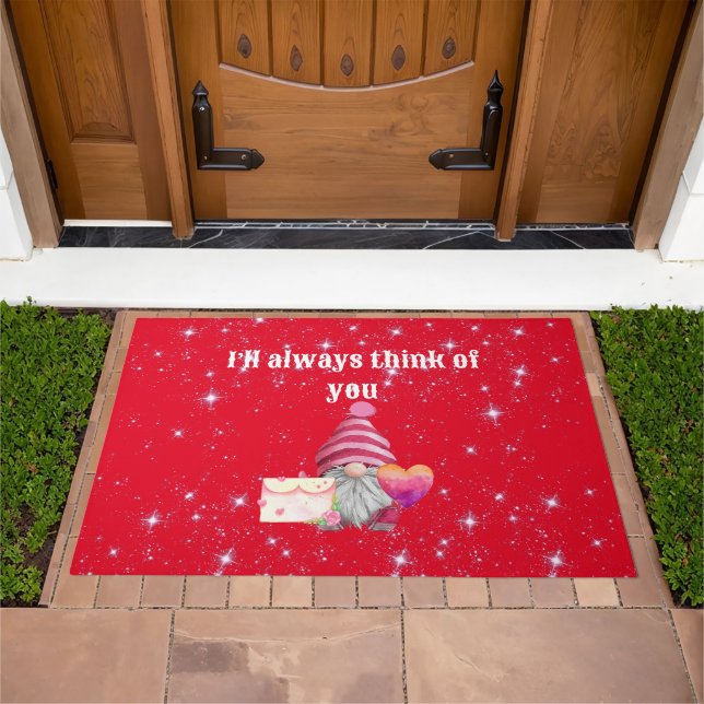 Whimsical Colorful Gnome in Love Doormat (Outdoor)