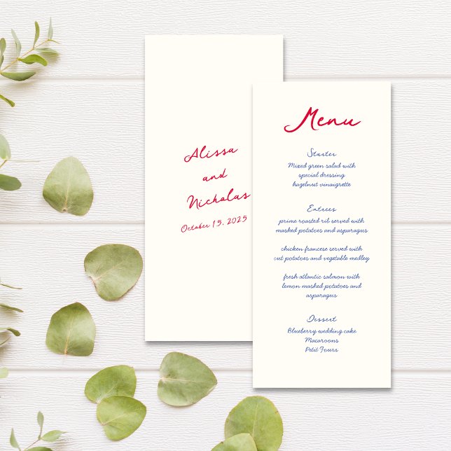 Whimsical Colorful Handwritten Script Wedding Menu (Creator Uploaded)