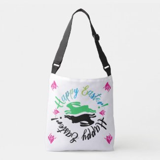 Whimsical Colorful Happy Easter Bunny Spring Joy