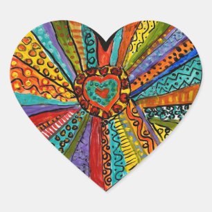 whimsical colorful heart explosion sticker