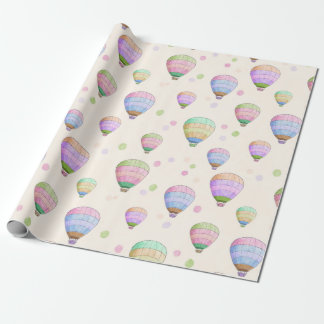 Whimsical colorful hot air balloons fun pattern wrapping paper