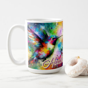 Whimsical Colorful Hummingbird Bird Personalized Coffee Mug