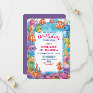 whimsical colorful Jellyfish seahorse birthday Save The Date