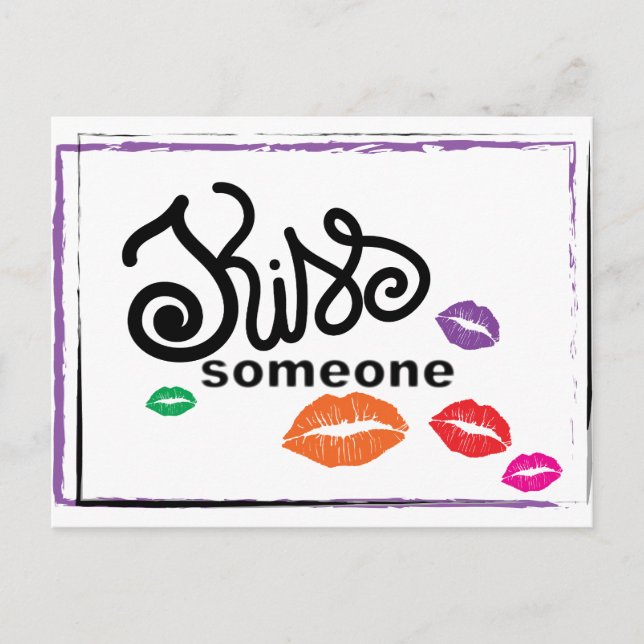 Whimsical Colorful KISSES illustration Postcard (Front)