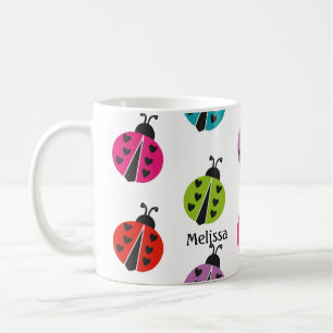 Whimsical Colorful Ladybug Personalized Coffee Mug