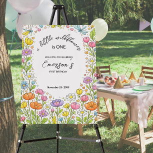 Whimsical Colorful Little Wildflower 1st Birthday  Foam Board
