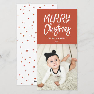 Whimsical Colorful Merry Christmas Photo Holiday C Card