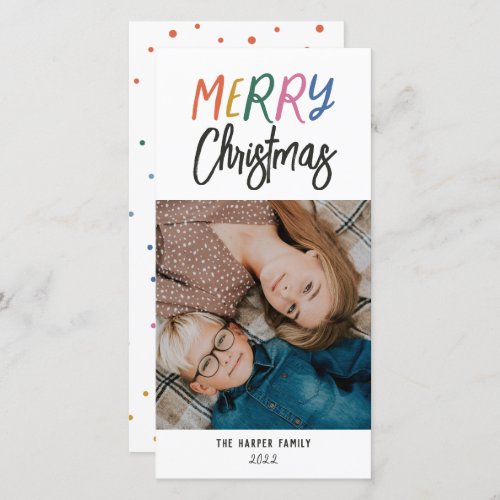 Whimsical Colorful Merry Christmas Photo Holiday Card
