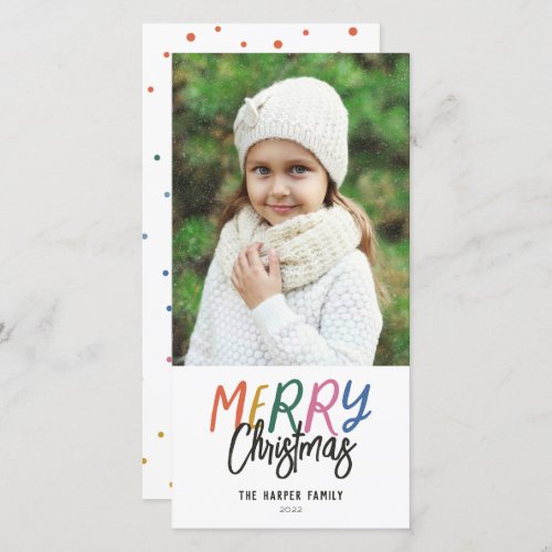 Whimsical Colorful Merry Christmas Photo Holiday Card