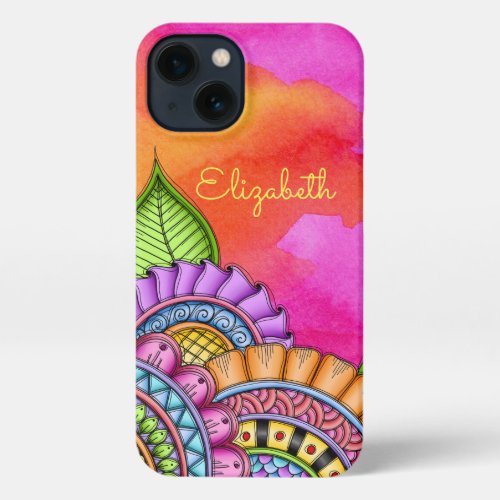Whimsical Colorful Modern Floral Watercolor iPhone 13 Case