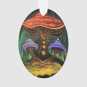 Whimsical Colorful Mushroom Cottagecore Magic Ornament