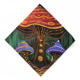 Whimsical Colorful Mushroom Cottagecore Vibes Bandana