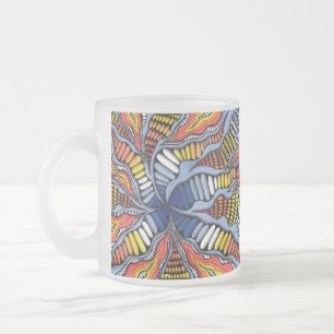 Whimsical Colorful Neurographic Zen Doodle Starbur Frosted Glass Coffee Mug