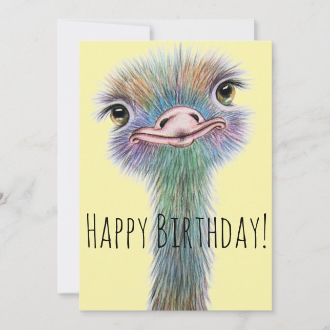 Whimsical Colorful Ostritch Birthday (Front)