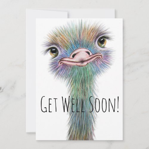 Whimsical Colorful Ostritch Get Well Soon