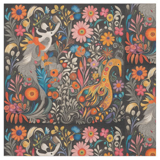 Whimsical Colorful Otomi Pattern  Fabric