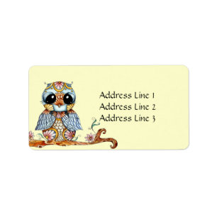 Whimsical Colorful Owl Address Label