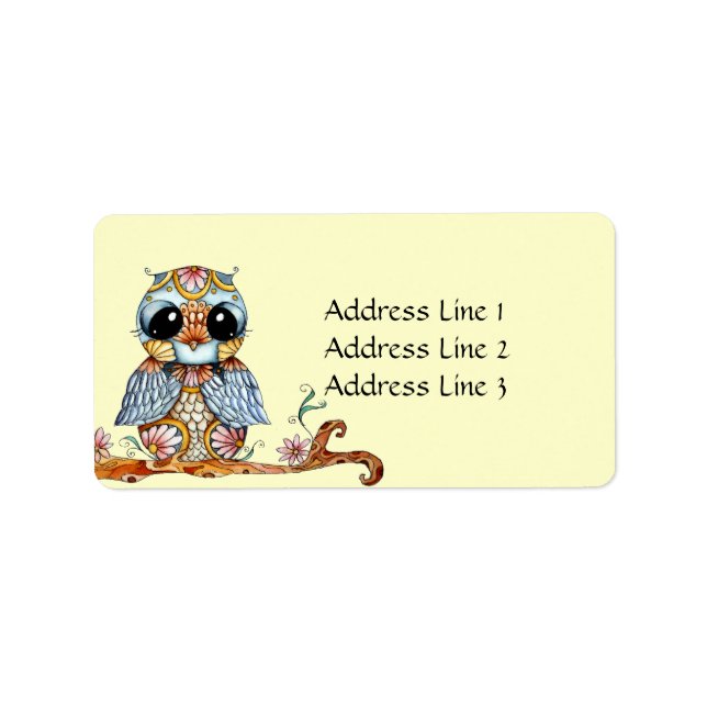 Whimsical Colorful Owl Address Label (Front)