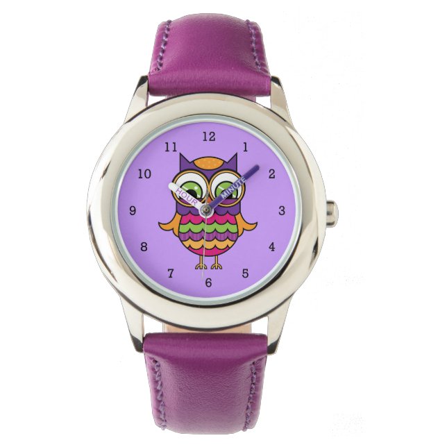 Whimsical Colorful Owl Watch (Front)