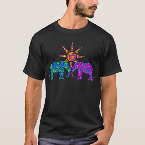 Whimsical Colorful Paisley Elephants In The Sun T_Shirt