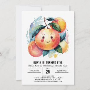 Whimsical Colorful Peach Birthday Invitation