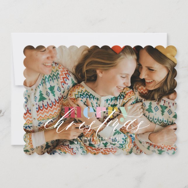 Whimsical Colorful Rainbow Photo Holiday Card (Front)